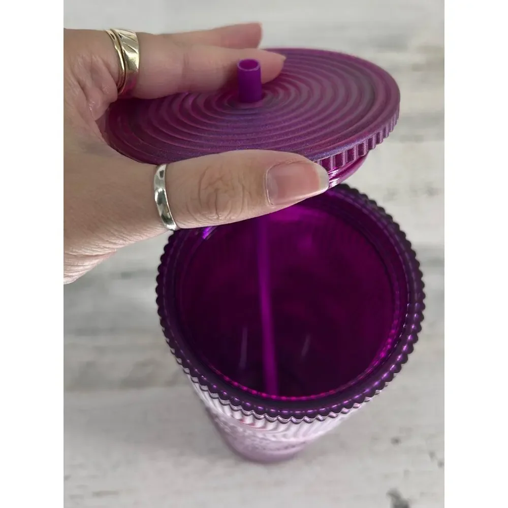 New Starbucks Release Spring 2024 Metalic Magenta 24oz. Cold Cup